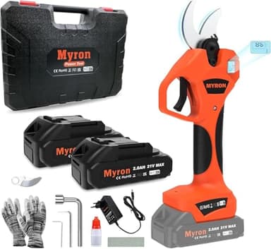 Tijeras de Podar Eléctricas, Tijeras de Podar con Baterías 2x2000mAh, Tijeras Electricas Podar de 40 mm con Mostrar, Profesional Tijeras de Podar con Motor Brushless para Árboles, Jardinería, SK5