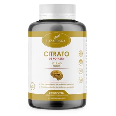Potasio 240 capsulas | Altamente dosificado: 2820mg por dosis diaria|Mineral esencial para la función muscular y el funcionamiento del sistema nervioso