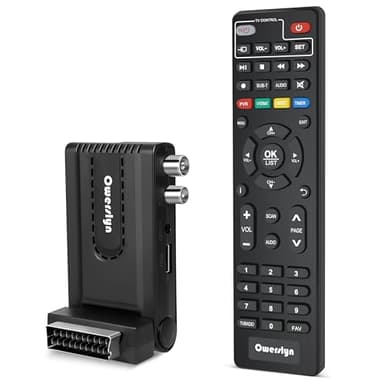 Sintonizador TDT HD 2025, OWERSLYN Decodificador TDT DVB-T2 HDMI CEC Receptor DVB-T2 1080P H.265 HEVC 10 bit, Soporta Salida HDMI/SCART y USB Mediaplayer, Función PVR, Control Remoto IR 2 en 1