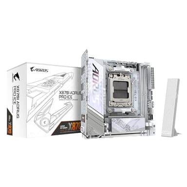 GIGABYTE X870I AORUS Pro Ice Placa Base - Compatible con procesadores AMD Ryzen Serie 9000, VRM de 8+2+1 Fases, hasta 8400 MHz DDR5 (OC), 1xPCIe 5.0 M.2 + 1xPCIe 4.0 M.2, WI-FI 7, LAN 2,5 GbE, USB 4