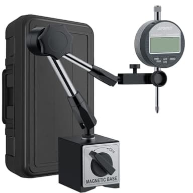 AUTOUTLET Reloj Comparador 0,01mm / 0,0005 '' Comparador de Cuadrante con Soportes para Comparadores Metálico Fuerza magnética hasta 80kgf Brazos de Sujeción Ajustable para Bancos de Trabajo Taller