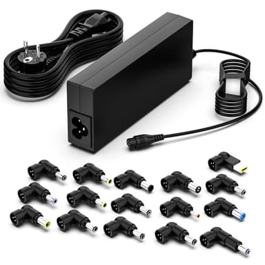90W Cargador Universal Portatil 19V 19.5V 20V alimentación Adaptador Corriente Ordenador para HP Stream ASUS Lenovo DELL Acer Toshiba Sony Samsung Cable con 16 Puntas Charge