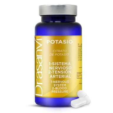 DRASANVI MINERAL CITRATO DE POTASIO | Ayuda a reducir los calambres y a la relajación muscular |Controla el equilibrio del agua en las células | 400mg | 90 comprimidos de potasio = 45 días