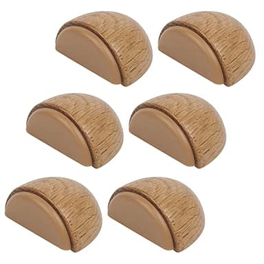 Topes para Puertas - Tope Puerta Adhesivo de Madera para Suelo (Roble Natural) – Autoadhesivo para Suelos Madera - Pack 6 unidades (Roble)