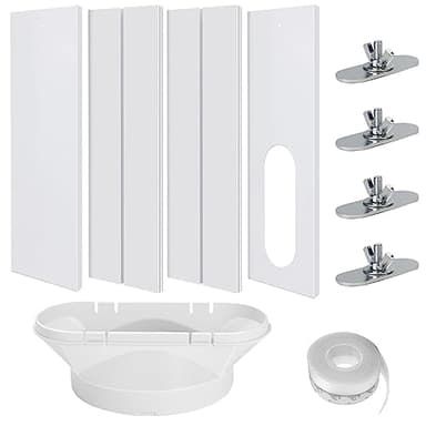 4pcs Kit Ventana Aire Acondicionado Portatil, TGKYK Adaptador Ventana Aire Acondicionado, Kit de Ventana para Aire Acondicionado Portátil, Sello Ventana Aire Acondicionado, con Adaptador de Ventana