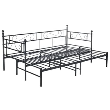 FetiNes Sofá Cama Extraíble, Marco de Cama en Metal para Salón Dormitorio, Divan Estructura de Sofá Cama Diseño Moderno 2X(90x190) cm Negro