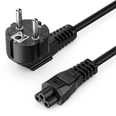 deleyCON 1m Cable de Alimentación a Prueba de Choques Enchufe Tipo F (CEE 7/4) 90° en Ángulo IEC C5 Enchufe 2,5 Amperios TV Monitor Laptop Notebook Fuente de Alimentación - Negro
