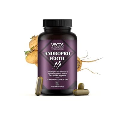 AndroPro Mejora la Fertilidad Masculina | Suplemento con Maca, L-Carnitina, Coenzima Q10 y Vitamina C y E | Aumenta el Libido y la Calidad del Esperma en Hombres