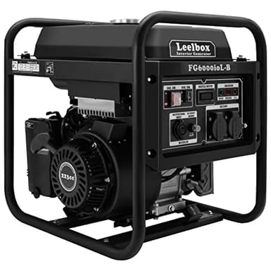 Generador Electrico Gasolina 5500W, Leelbox Generador de Emergencia 4 tiempos con 2 tomas, 240V AC con Inversor y 13L Tanque para jardín, camping, caravana de viaje, Alimentar Múltiples Dispositivos