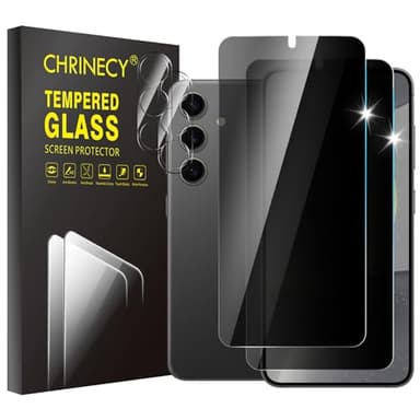 [2+2] 2 Piezas Protector Pantalla de Privacidad Compatible con Samsung Galaxy S24 con 2 Piezas Protector de Lente de Cámara, Antiespia Cristal Vidrio Templado, Anti-Spy, Anti-Arañazos