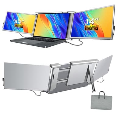 Pantalla portatil extensible 14" FHD 1080p IPS Screen extender, Extensor de pantalla para portatil, triple pantalla para portatil, doble pantalla para portatil de 13" a 16.5" Windows/Chrome