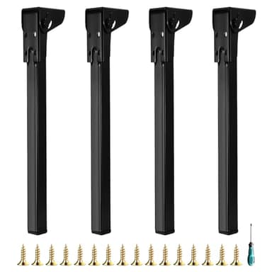 BONJUME 4Pcs Patas De Escritorio De Metal, 60cm Patas De Mesa Plegables De Soporte para Muebles Patas De Repuesto Plegables con Protectores De Piso para Cama Patas De Muebles Sofás Camas Escritorio