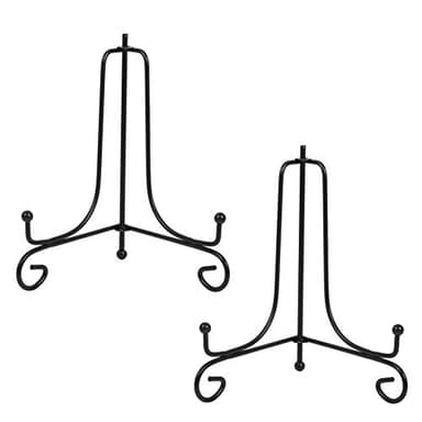 Tincogo (2 piezas) Hierro Pantalla Soporte Negro Hierro Caballete para libros de cocina, fotos, platos decorativos ,Bowl ,placas, tablets,8 pulgadas