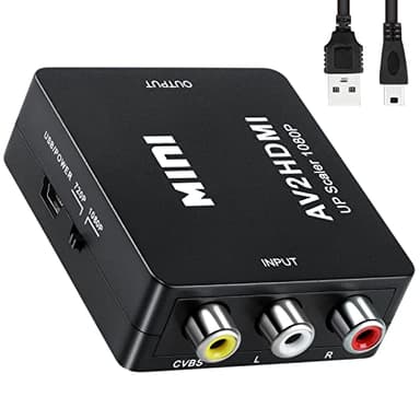 Beigemo RCA a HDMI Adaptador, Convertidor AV RCA to Hdmi de Audio y Video Soporte 1080P con Cable de Alimentación USB para N64 Wii PS2 Gamecube VHS Camara Laptop DVD Proyector