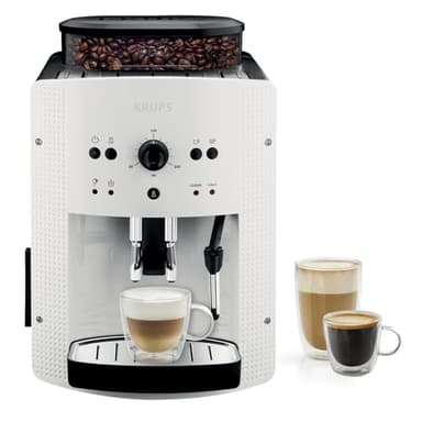 Krups Roma - Cafetera superautomática 15 bares de presión, 3 niveles intensidad café, cantidad ajustable 20 a 220ml, limpieza y descalcificación automático, molinillo integrado EA8105