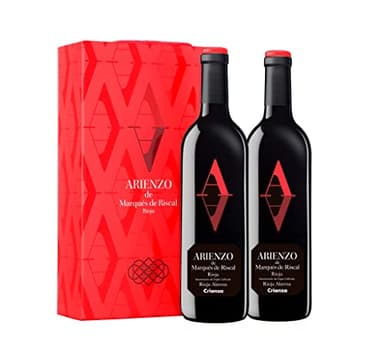 Arienzo de Marqués de Riscal - Vino tinto Crianza Denominación de Origen Calificada Rioja, Variedad Tempranillo, 18 meses en barrica - Estuche 2 botellas x 750 ml