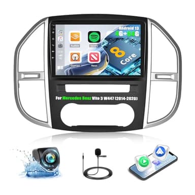 4G+64G CAMECHO Android 13 Radio Coche para Mercedes Benz Vito 3 W447 (2014-2020) con Carplay Android Auto GPS,8-Core丨Pantalla de 10 Pulgadas con Bluetooth DSP RDS MirrorLink+Cámara Trasera