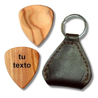 Púa de madera personalizada con grabada láser, púa de madero olivo con nombre o texto personalizado, guitarra, ukulele, banjo, bajo y todos instrumentos con cuerda (olivo)