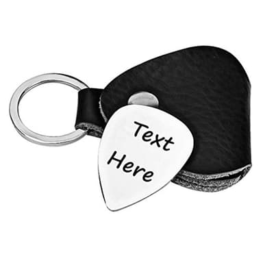 Dinikally Púas de guitarra grabadas de acero inoxidable, púas personalizadas con caja de piel (sty1)