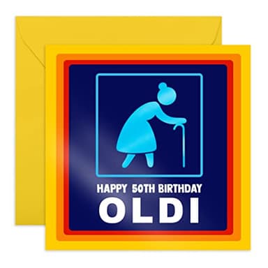 Central 23 - Divertida tarjeta de cumpleaños de 50 para mujer - Feliz cumpleaños de 50 años - Divertida regalo para ella cincuenta - Esposa, mamá y tía de 50 años - Viene con divertidas pegatinas
