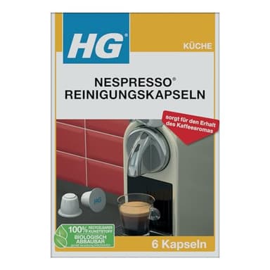 HG Nespresso® Cápsulas de limpieza para máquinas Nespresso, elimina eficazmente el aceite de café y los residuos de café y mantiene el aroma completo del café – 6 unidades