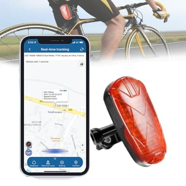 GPS Tracker Bicicletas Localizador GPS Moto Posicionamiento en Tiempo Real App Sin Suscripción Impermeable con LED Luz También Es Fácil de Localizar Noche para su Bicicleta de Carreras y Carrito