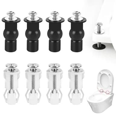 8PCS Tornillos de Nailon para Asiento de Inodoro,Fijación Bisagra Asiento,Universal de Fijación para Asiento de Inodoro,WC Tapa Fijaciones Tornillos,Herrajes de Bisagra para Asiento de WC,Tapa Inodoro