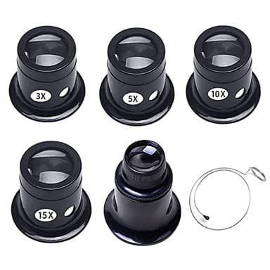 Btzthm 5 Piezas Lupa Monocular Portátil, Lupa Ojo 10x de Precisión, Relojero Lupa de Joyero, Lupa de Relojero, 3x/5x/10x/15x/20x, para Relojeros, Herramientas de Reparación de Joyeros