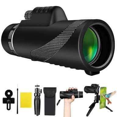 Telescopio Monocular 40X60 Monoculares de Largo Alcance Telescopio Terrestre Zoom para Movil Impermeable Compacto Telescopio Monoculo con Trípode Smartphone Holder Adultos Observación de Aves