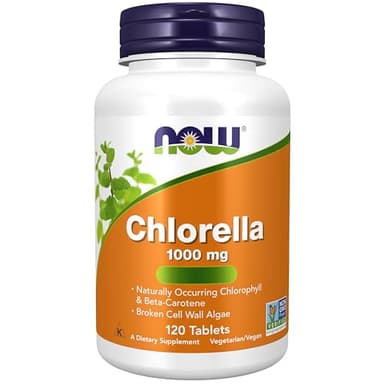 Now Foods, Chlorella, 1.000mg, con Paredes Celulares Rotas, 120 Comprimidos veganos, Probado en Laboratorio, Sin Soja, Sin Gluten, Vegetariano, Sin OGM