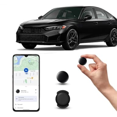 GPS Coche localizador Android, GPS Tracker rastreador magnético Oculto para Coches Sin cuota mensual, Seguimiento en Tiempo Real para niños, Mascotas, Compatible con goo- gle Find My no SIM (1 Negra)