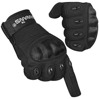 Guantes de Moto Deportes de Motocicleta Dedo Completo ATV Montar Hombres Mujeres Nudillo Duro Pantalla táctil MTB Mountain Bike Outdoor Road Ciclismo Senderismo Bicicleta Escalada Camping (S, Negro)