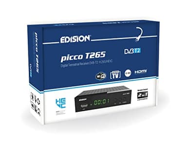 EDISION PICCO T265, 2024 Nuevo Español TDT Decodificador TV DVB-T2, Full HD, H265 HEVC, PVR, USB, HDMI, SCART, Control Remoto IR 2 en 1, Receptor DVB-T2 Alta Definición, Soporte WiFi USB
