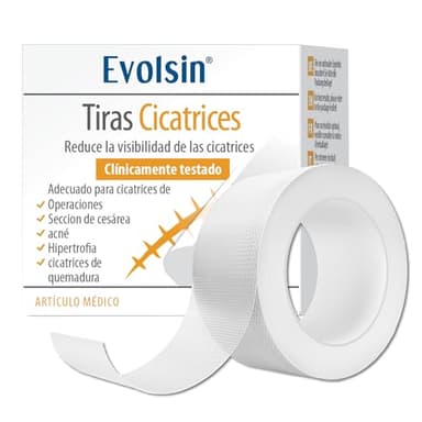 Evolsin® tiras cicatrizantes - para Todo Tipo de Cicatrices - Reduce Visiblemente las Cicatrices - silicon scar sheets para un Tratamiento Sencillo (200cm)