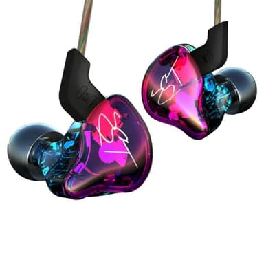 Yinyoo KZ ZST - Armadura híbrida Colorida de Equilibrio con Auriculares dinámicos en la Oreja 1BA+1DD HiFi (Morado, sin micrófono)
