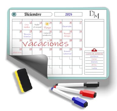 Deimon© Calendario Magnético Nevera | SUPER PACK 3 ROTULADORES + 1 BORRADOR | A4 (30 x 21 CM) Planificador Mensual Semanal Magnético | Calendario Frigorífico Imán | Organizador Pizarra