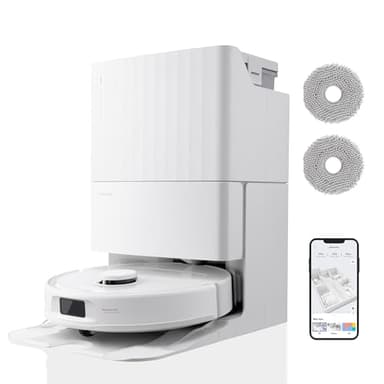 roborock Qrevo S Set Aspiradora Robot, HyperForce® 7000Pa, Autovaciado de Polvo, Base multifunción, Control Inteligente, PreciSense® LiDAR, además 2 Paños de Limpieza, Blanco