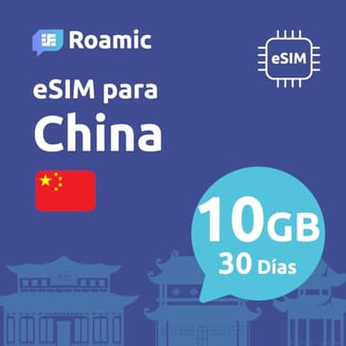 Roamic eSIM China para Viajeros - eSIM para China - Datos Móviles en 5G/4G y Conexión de Alta Velocidad (10GB - 30 Días)