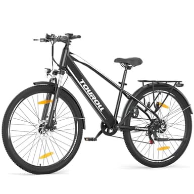 Touroll Bicicleta eléctrica, J1/J1 ST, Autonomía de 100 a 50 km, Motor 36V 45 NM, 15.6Ah Batería Desmontable, Bici electrica Equipada con un Amortiguador Delantero J1
