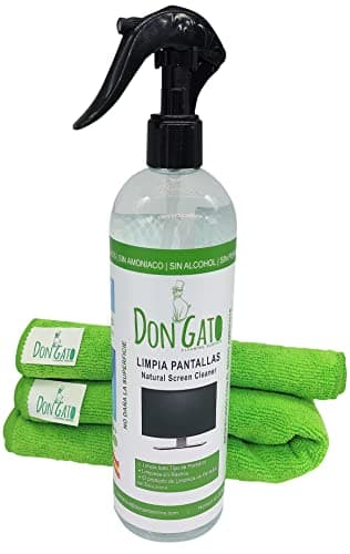 Don Gato - Limpiador de Pantalla + 2 Paños de Microfibras (500ml) para TV, Tableta, PC/portátil, LCD, LED, móvil. Hecho en España con Productos Naturales, sin Alcohol