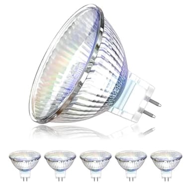 BrightArk Bombilla Halogena GU5.3 12V MR16 50W Bombilla Reflectora Regulable Blanco Cálido 2800K Lámpara Foco Halógeno 550LM Bi-pin Spotlight para Iluminación de Riel, Iluminación Empotrada, 6 Piezas