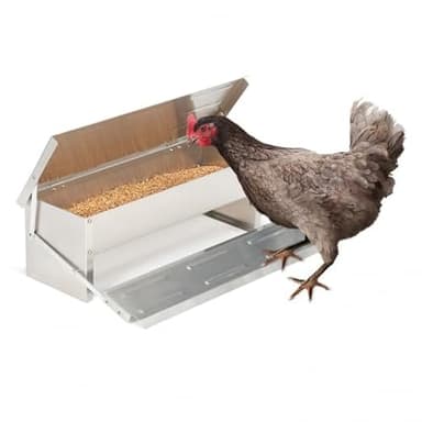 IDMarket – Alimentador XL para gallinas, dispensador automático con pedal de acero, 5 kg