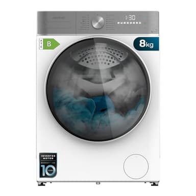 Cecotec Lavadora Secadora 8-5Kg Carga Frontal Bolero Wash&Dry 8580 Inverter B. 1400 rpm, 16 Programas, Motor Inverter Plus, SteamMax, OnSmart, Fuzzy Logic, SpaCare y Detector de Carga