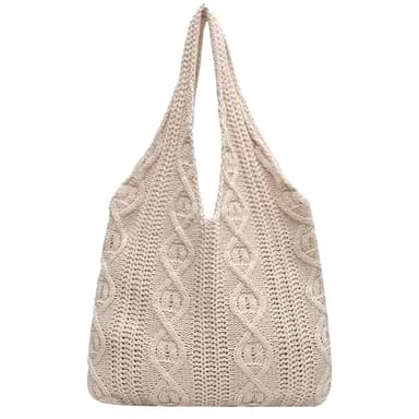 JSTHHTT Bolso De Hombro De Punto Para Mujer, Bolso de Playa de Malla, Grande para Playa, Bolsa de Ganchillo, Bolso Informal Grande, para Picnic, Vacaciones, Compras