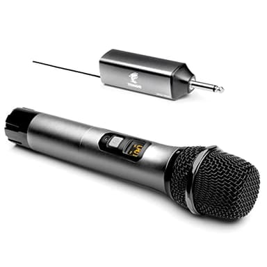 TONOR Micrófono Inalámbrico, Sistema de Micrófono de Mano Inalámbrico de Metal UHF con Receptor Recargable, Salida de 1/4" para Amplificador, Sistema PA, Máquina de Karaoke, 60m (TW620), Plata