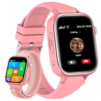 SWGOTA Reloj Inteligente Niña 4G, Smartwatch Niños GPS y Llamadas, Videollamada, IP68, SOS, Chat de Voz, Modo Escuela, Podómetro Cronómetro Despertador, Smartwatch Niña Regalo para 4-12 Años, Rosa