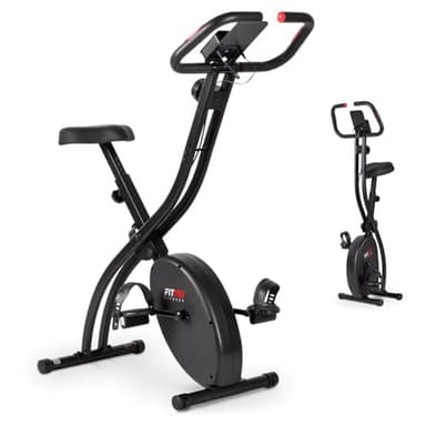 FITFIU Fitness BEST-200 - Bicicleta Estática Plegable, Cómodo Sillín Regulable, 8 Niveles de Resistencia, Pulsómetro, Pantalla LCD, Soporte para Móvil/Tablet, Ideal para Cardio Training en el Hogar