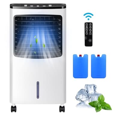SOARS Climatizador Evaporativo, 4 en 1 Enfriador de Aire, Ventilador, Humidificador & Purificador de Aire, Aire Acondicionado con Control Remoto, 3 Velocidades, Temporizador 7,5H, Depósito de Agua 8L
