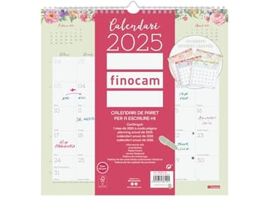 Finocam - Calendario Design de Pared 2025 Mes Vista Enero 2025 - Diciembre 2025 (12 meses) Catalán