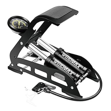 Bomba de Pedal de Doble Barril, Bomba de Bicicleta de Doble Cilindro WEIDMAX, Bomba de pie de Bicicleta, Bomba portátil de Bicicleta, Bomba de Aire de Piso de Bicicleta, con manómetro y Cabeza de